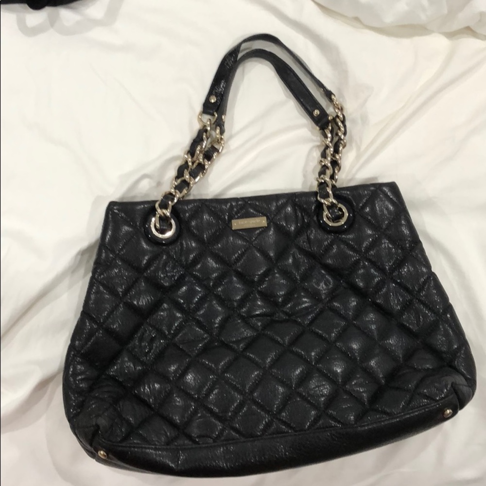 Kate Spade New York Black Purse w Silver Chains - Picture 1 of 8